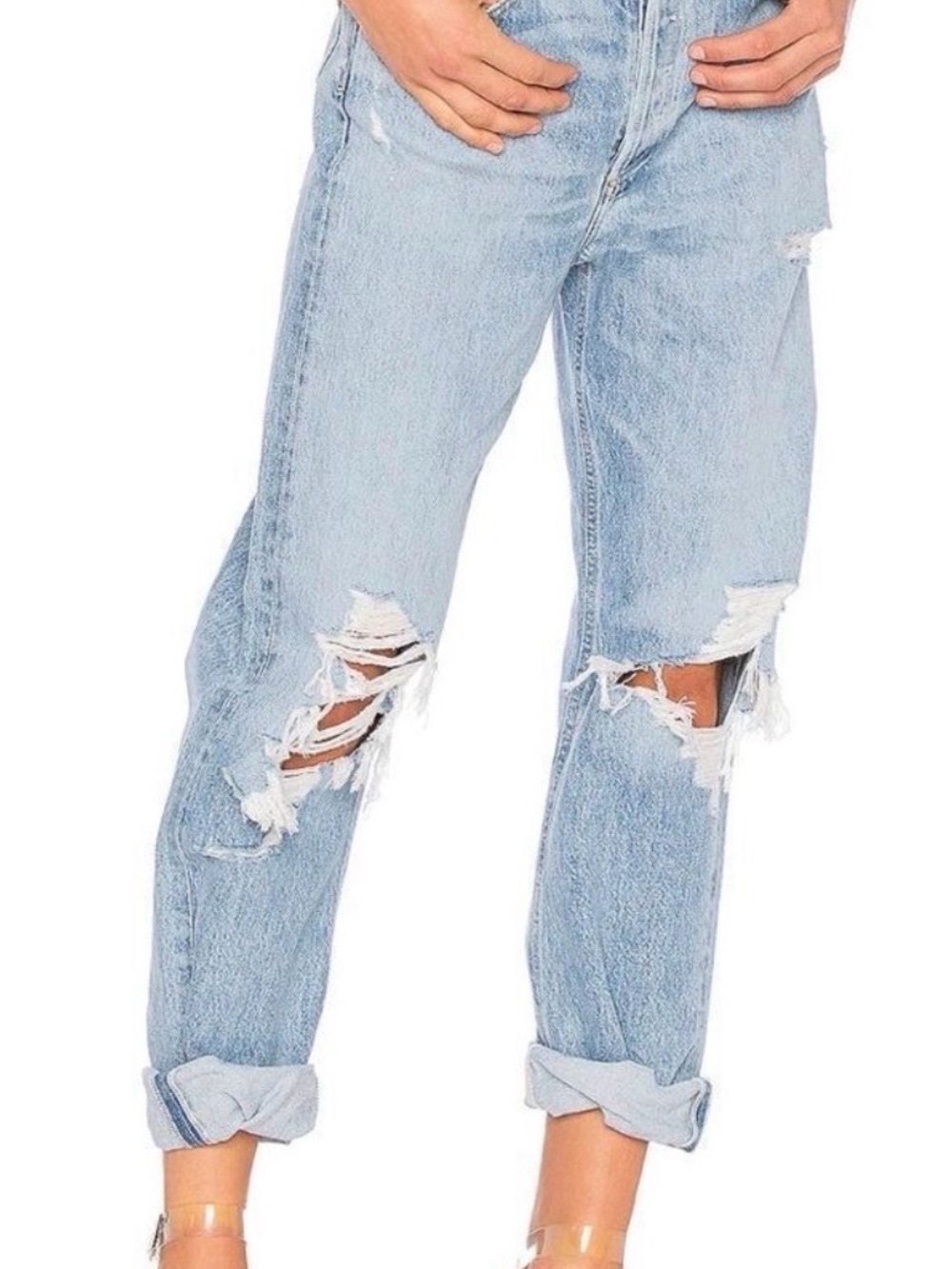 Agolde Light Blue Distressed 90s mid rise loose fit
